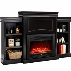Tangkula 70 Inches Mantel Fireplace, 28.5-Inch Electric Fireplace w/ Remote, 1-8H Timer, Adjustable Flame Brightness & Color