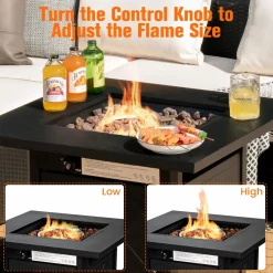 Tangkula 28 Inches Outdoor Propane Fire Pit Table, Patiojoy 50,000 BTU Patio Gas Fire Pit Table