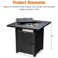 Tangkula 28 Inches Outdoor Propane Fire Pit Table, Patiojoy 50,000 BTU Patio Gas Fire Pit Table