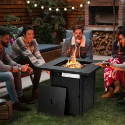 Tangkula 28 Inches Outdoor Propane Fire Pit Table, Patiojoy 50,000 BTU Patio Gas Fire Pit Table