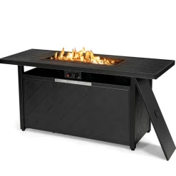 Tangkula 57 Inches Propane Fire Pit Table, Patiojoy 50,000 BTU Outdoor Rectangular FirePit Table