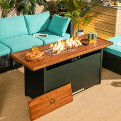 Tangkula 57 Inches Propane Fire Pit Table, Patiojoy 50,000 BTU Outdoor Rectangular FirePit Table