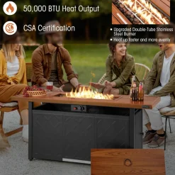 Tangkula 57 Inches Propane Fire Pit Table, Patiojoy 50,000 BTU Outdoor Rectangular FirePit Table