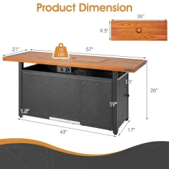 Tangkula 57 Inches Propane Fire Pit Table, Patiojoy 50,000 BTU Outdoor Rectangular FirePit Table