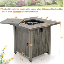 Tangkula 28 Inches Propane Fire Pit, Patiojoy 40,000 BTU Gas Fire Pit Table with Lid