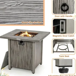 Tangkula 28 Inches Propane Fire Pit, Patiojoy 40,000 BTU Gas Fire Pit Table with Lid