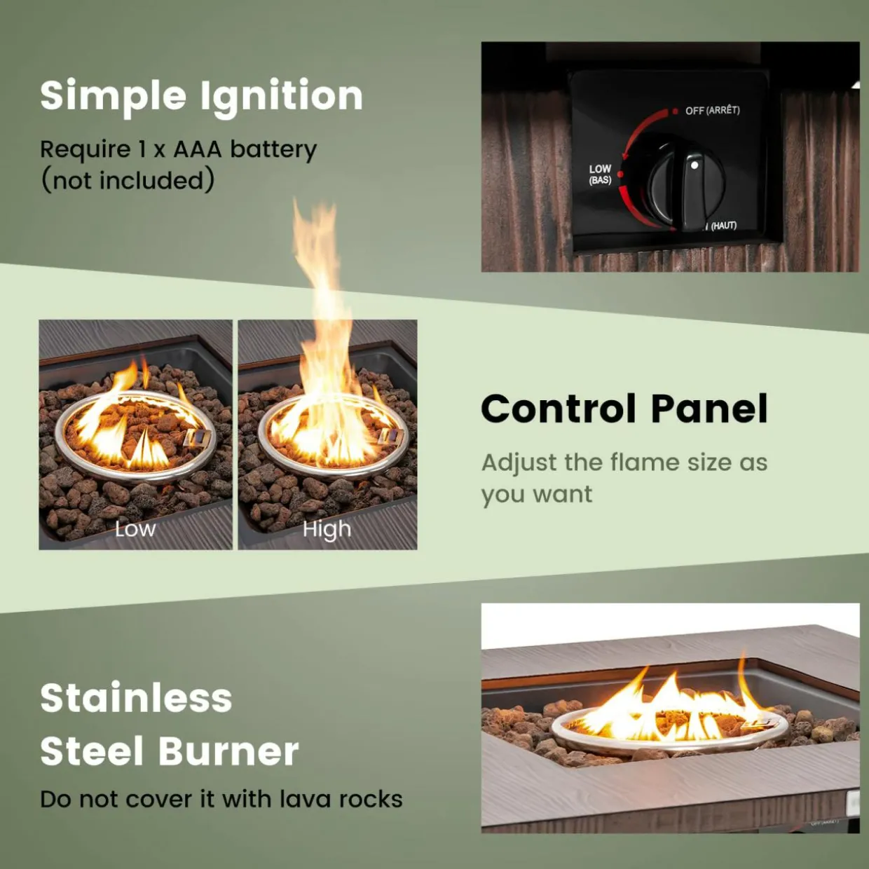 Tangkula 32 Inches Propane Fire Pit, Patiojoy 50,000 BTU Gas Fire Pit Table with Lid