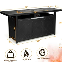Tangkula 57 Inches Propane Fire Pit Table, Patiojoy 50,000 BTU Outdoor Rectangular FirePit Table