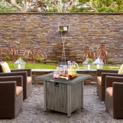 Tangkula 28 Inches Propane Fire Pit, Patiojoy 40,000 BTU Gas Fire Pit Table with Lid