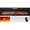 Tangkula 68 Inches Recessed Electric Fireplace, in-Wall & Wall Mounted Electric Heater with Adjustable Flame Color & Speed