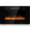 Tangkula 30 Inches Recessed Electric Fireplace, in-Wall & Wall Mounted Electric Heater