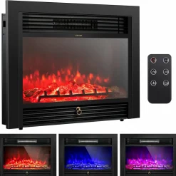 Tangkula 28.5 Inches Recessed Electric Fireplace Insert, Freestanding Fireplace Heater W/ Overheat Protection