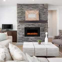 Tangkula 30 Inches Recessed Electric Fireplace, in-Wall & Wall Mounted Electric Heater