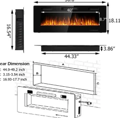 Tangkula 30 Inches Recessed Electric Fireplace, in-Wall & Wall Mounted Electric Heater