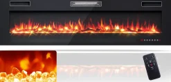 Tangkula 30 Inches Recessed Electric Fireplace, in-Wall & Wall Mounted Electric Heater