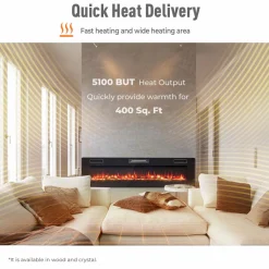 Tangkula 30 Inches Recessed Electric Fireplace, in-Wall & Wall Mounted Electric Heater