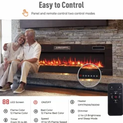 Tangkula 30 Inches Recessed Electric Fireplace, in-Wall & Wall Mounted Electric Heater