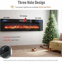 Tangkula 30 Inches Recessed Electric Fireplace, in-Wall & Wall Mounted Electric Heater