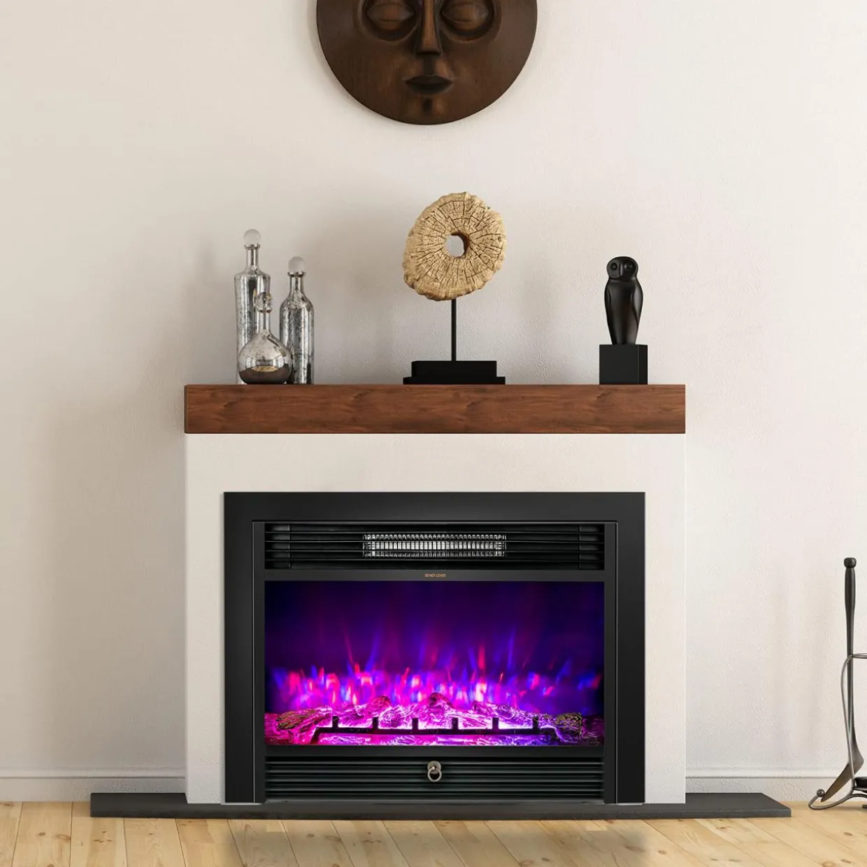 Tangkula 28.5 Inches Recessed Electric Fireplace Insert, Freestanding Fireplace Heater W/ Overheat Protection