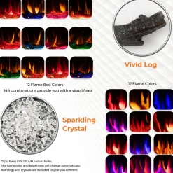 Tangkula 68 Inches Recessed Electric Fireplace, in-Wall & Wall Mounted Electric Heater with Adjustable Flame Color & Speed