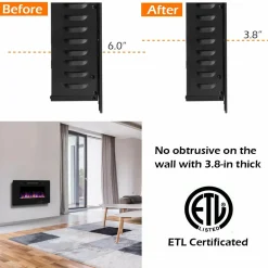 Tangkula 30 Inches Recessed Electric Fireplace, in-Wall & Wall Mounted Electric Heater