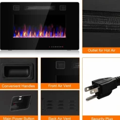 Tangkula 30 Inches Recessed Electric Fireplace, in-Wall & Wall Mounted Electric Heater