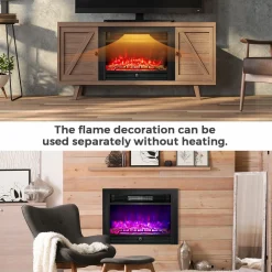 Tangkula 28.5 Inches Recessed Electric Fireplace Insert, Freestanding Fireplace Heater W/ Overheat Protection