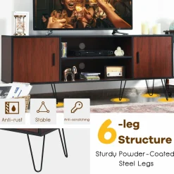 Tangkula 59 Inches Retro Wooden TV Stand for TVs up to 65 Inches