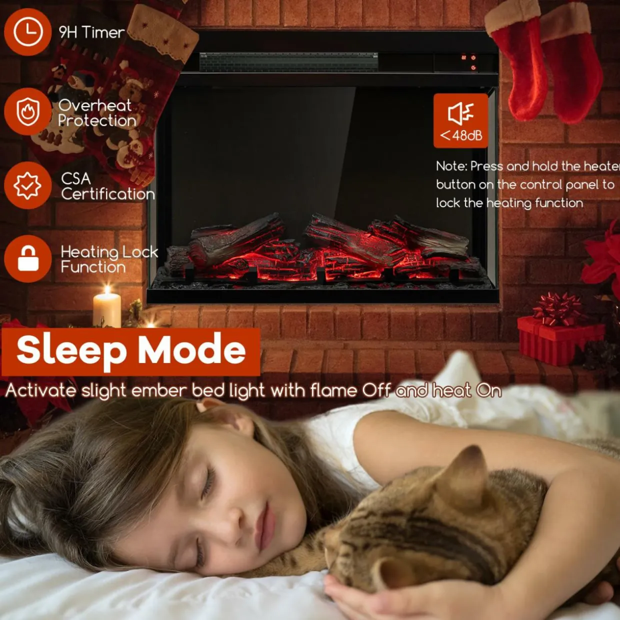 Tangkula 23 Inches 3-Sided Glass Electric Fireplace with Remote, 1500W Fireplace Heater with Thermostat