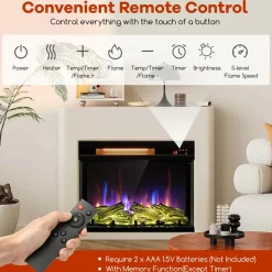 Tangkula 23 Inches 3-Sided Glass Electric Fireplace with Remote, 1500W Fireplace Heater with Thermostat