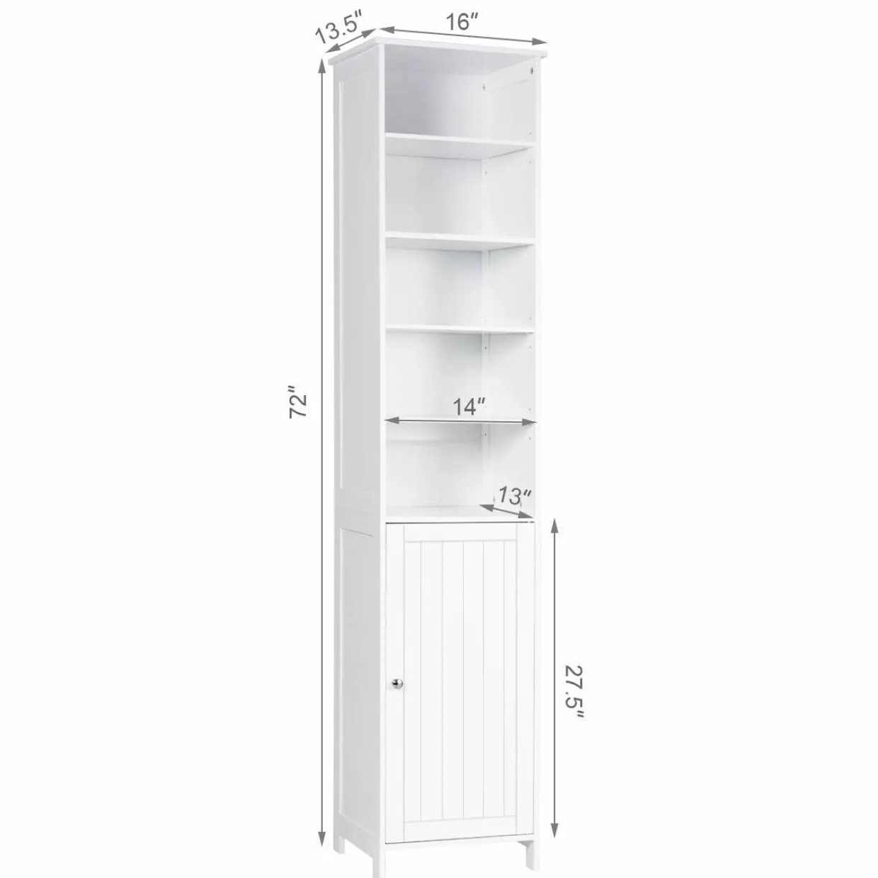 Tangkula 72 Inches Tall Cabinet, Bathroom Free Standing Tower Cabinet with Adjustable Shelves