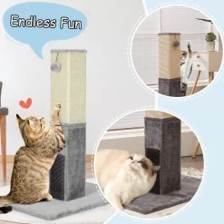 Tangkula 31 Inches Tall Cat Scratching Post, Claw Scratcher w/ Hanging Ball Toy