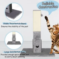 Tangkula 31 Inches Tall Cat Scratching Post, Claw Scratcher w/ Hanging Ball Toy