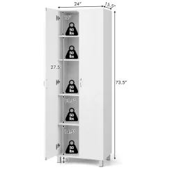 Tangkula 73.5 Inches Tall Storage Cabinet with Double Door, Freestanding Pantry Cabinet with Adjustable Shelf & Anti-tilt Design