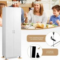 Tangkula 73.5 Inches Tall Storage Cabinet with Double Door, Freestanding Pantry Cabinet with Adjustable Shelf & Anti-tilt Design