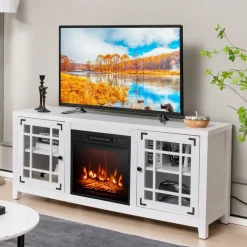 Tangkula 58 Inches TV Console with Fireplace Insert, Fireplace TV Stand for TVs up to 65 Inches