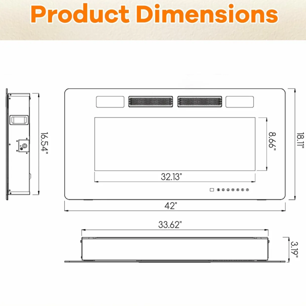 Tangkula 42/50/60/72 Inches Ultra-Thin Electric Fireplace, Wall-Mounted & Recessed Fireplace Heater with Smart APP Control, Compatible with Alexa