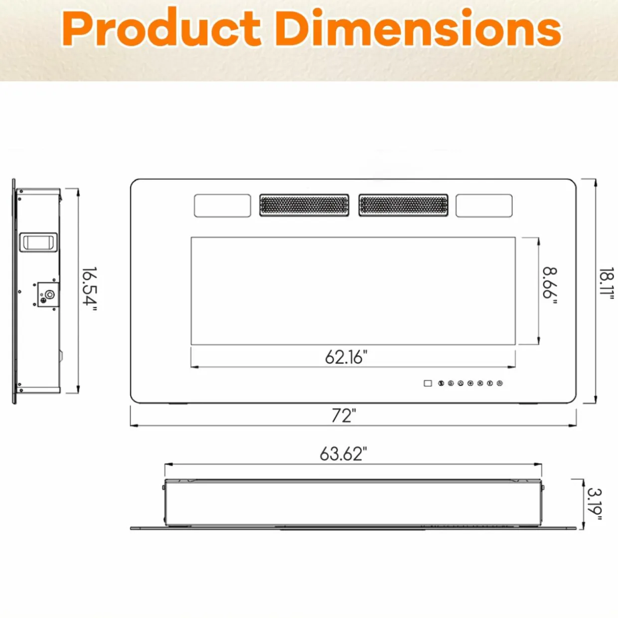 Tangkula 42/50/60/72 Inches Ultra-Thin Electric Fireplace, Wall-Mounted & Recessed Fireplace Heater with Smart APP Control, Compatible with Alexa