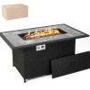 Tangkula 52 Inches Wicker Patio Propane Fire Pit Table, Patiojoy 50,000 BTU