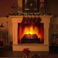 Tangkula 26" Infrared Quartz Electric Fireplace Log Heater with Realistic Pinewood Ember Bed