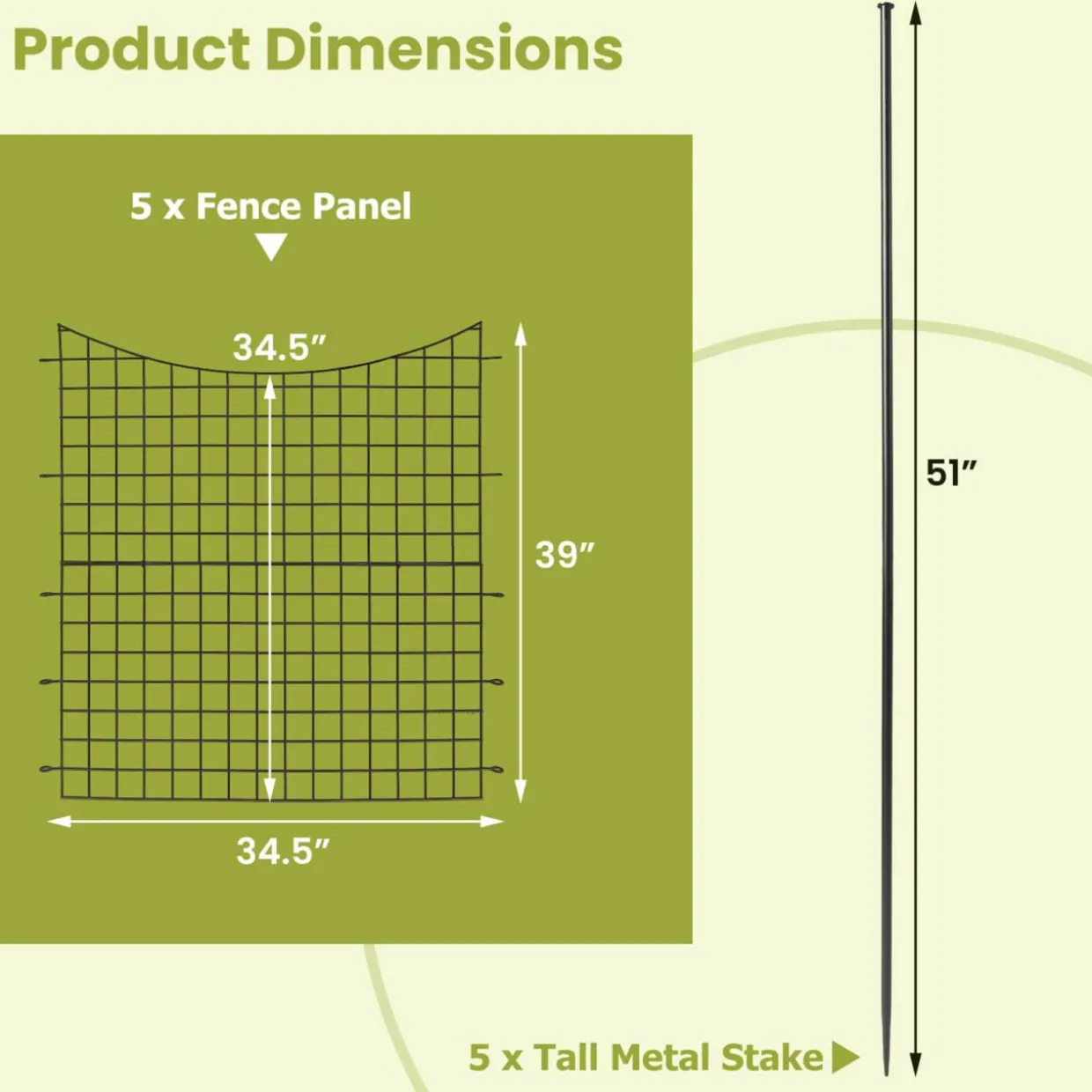 Tangkula 39 in(H) x 14.5 ft(W) Decorative Garden Fence