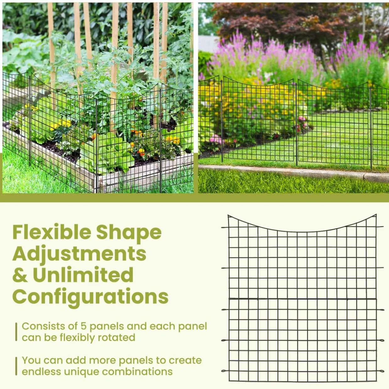 Tangkula 39 in(H) x 14.5 ft(W) Decorative Garden Fence