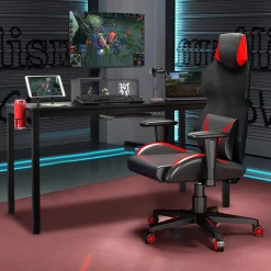 Tangkula 55" Large Computer Desk Gaming Desk (Black)