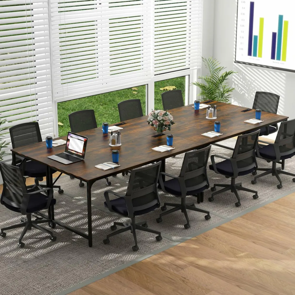 Tangkula 60” Large Computer Desk with Charging Station, Modern Simple Study Writing Desk with Storage Bag