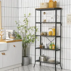Tangkula 5 Layer Bookshelf, Freestanding Storage Shelving Unit with Steel Frame