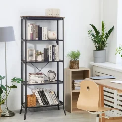Tangkula 5 Layer Bookshelf, Freestanding Storage Shelving Unit with Steel Frame