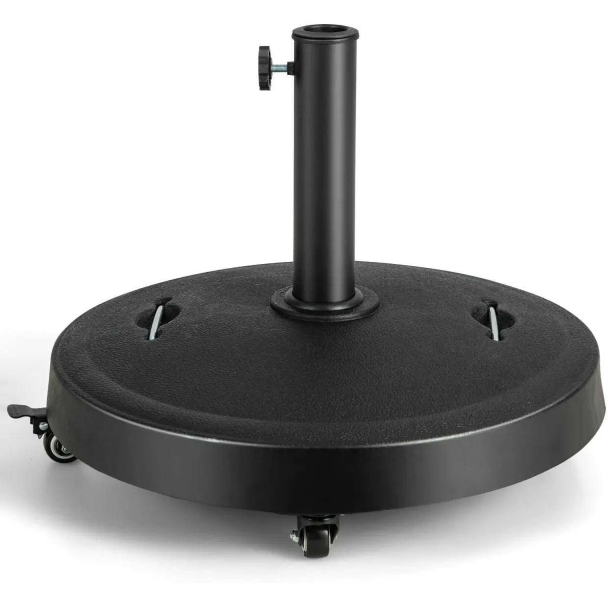 Tangkula 51 lbs Patio Umbrella Base with Wheels, 20.5 Inches Heavy Duty Round Outdoor Umbrella Stand for 10 ft Table Market Offset Umbrella