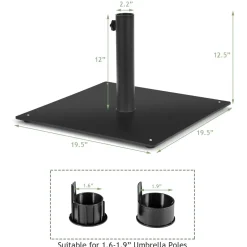 Tangkula 35 LBS Patio Umbrella Base, 20 Inches Heavy Duty Umbrella Stand, Square Umbrella Base