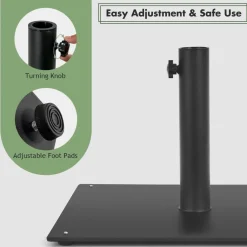 Tangkula 35 LBS Patio Umbrella Base, 20 Inches Heavy Duty Umbrella Stand, Square Umbrella Base