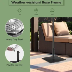 Tangkula 35 LBS Patio Umbrella Base, 20 Inches Heavy Duty Umbrella Stand, Square Umbrella Base
